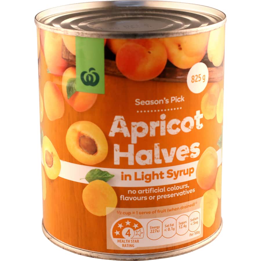 Woolworths Apricots Halves In Light Syrup Can 825g
