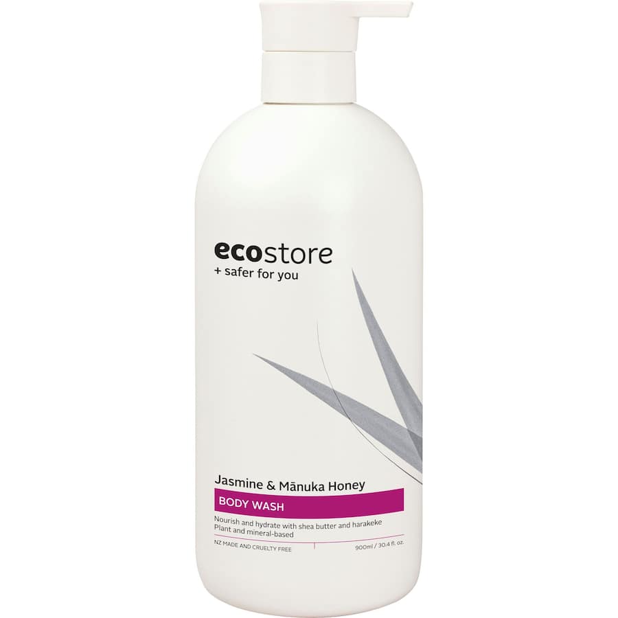 Ecostore Body Wash with jasmine and manuka honey, nourishing and cleansing for soft, hydrated skin in eco-friendly packaging.