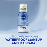 NIVEA Eye Make Up Remover Double Effect: bi-phase formula gently cleans stubborn eye makeup without rubbing or residue.