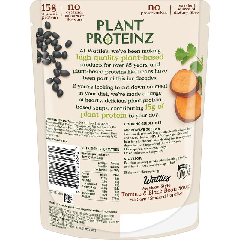 Wattie's Plant Proteinz Soup Mexican, Tomato & Beans Pouch