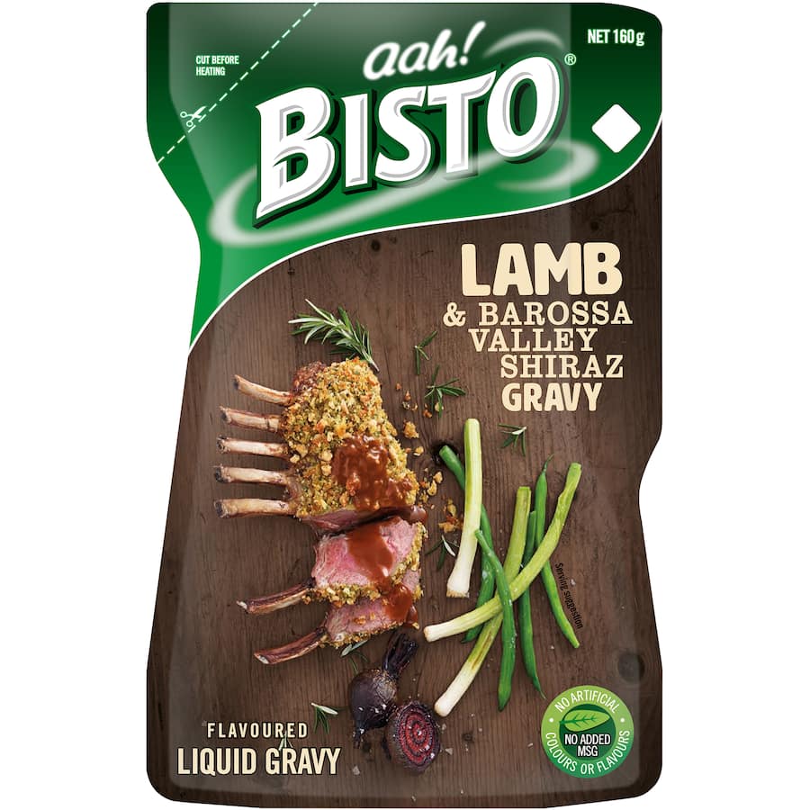 Bisto Gravy Lamb & Barossa Valley Shiraz: rich, gluten-free gravy ideal for enhancing lamb dishes, easy to prepare and full of flavor.