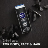 NIVEA MEN Shower Gel Active Clean with Active Charcoal effectively cleanses skin and hair while preserving moisture, leaving you refreshed.