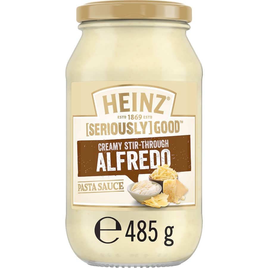 Heinz [Seriously] Good Pasta Sauce Alfredo: creamy, rich sauce with cheese for a delightful pasta experience.