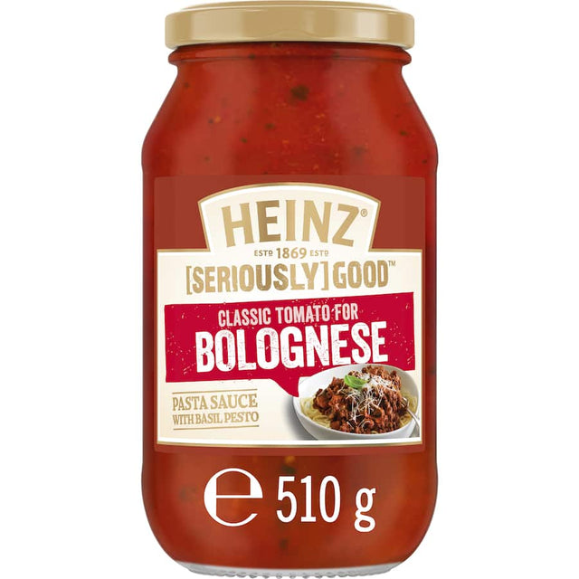 Heinz [Seriously] Good Bolognese Pasta Sauce, rich in tomatoes and herbs, perfect for elevating any pasta dish.