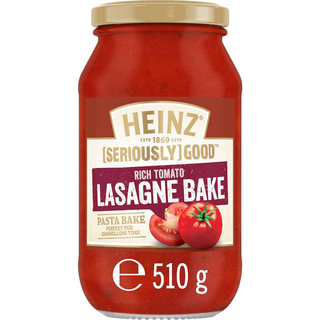 Heinz [Seriously] Good Pasta Bake Sauce for lasagne, rich tomato flavor with herbs for quick, delicious homemade meals.