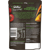 Wattie's Homestyle Vegetable Soup pouch showcasing a blend of garden vegetables, low in fat, and high in dietary fiber.