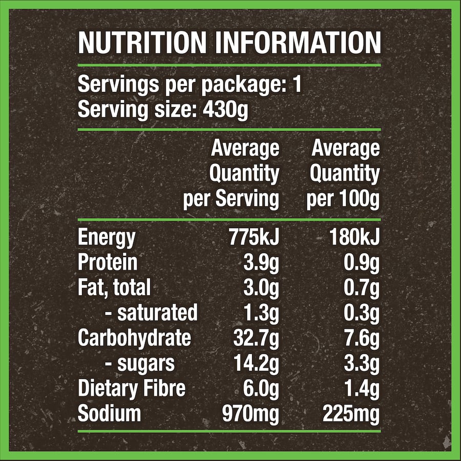 Wattie's Homestyle Vegetable Soup Pouch, a healthy blend of garden veggies, low in fat and high in fiber, easy to prepare.