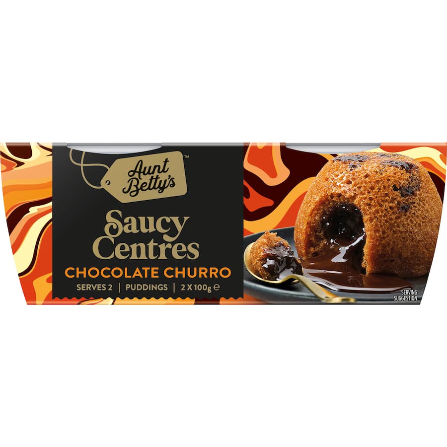 Aunt Betty's Saucy Pudding Chocolate Churro 200g - a delicious blend of rich chocolate and churro flavor in a convenient dessert.