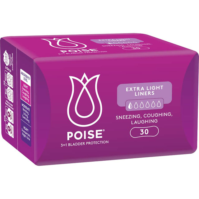Ultra-thin Poise Active Panty Liners Micro for daily freshness and gentle, breathable protection during active lifestyles.