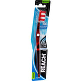 Reach Between Toothbrush Medium featuring multi-level bristles for deep cleaning, rounded ends for gentle care, and plaque removal.