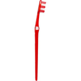Medium toothbrush with multi-level bristles for deep cleaning between teeth, minimizing gum irritation and enhancing oral hygiene.