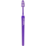 Firm-bristled toothbrush with multi-level design for deep cleaning between teeth, promoting optimal dental hygiene.