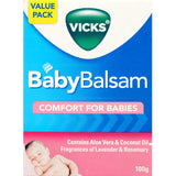 Vicks Baby Balsam Decongestant Rub, a soothing blend for babies with natural ingredients and calming fragrances for congestion relief.