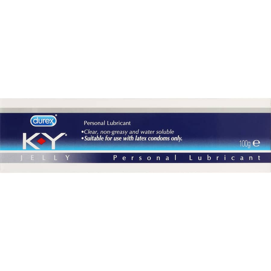 Durex KY Personal Lubricant Gel, a clear, non-greasy water-based gel for relief from vaginal dryness and friction.