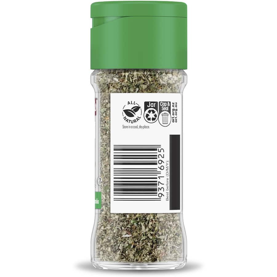 Fragrant Masterfoods Italian Herbs Blend featuring basil and oregano, perfect for enhancing pizzas, pastas, and sauces.