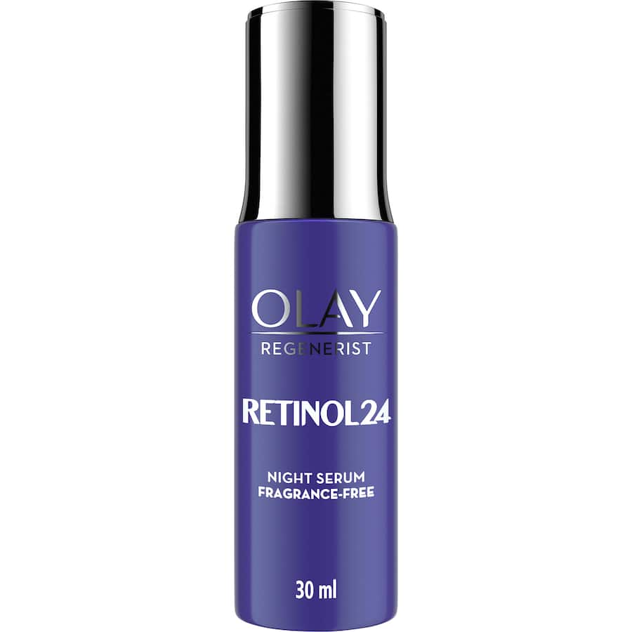 Olay Regenerist Retinol24 Night Serum for radiant, youthful skin overnight, enriched with retinol and niacinamide for 24-hour hydration.