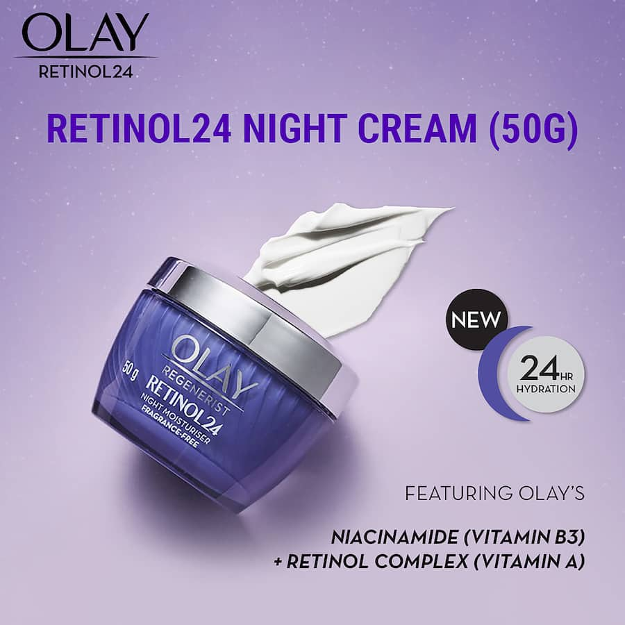 Olay Regenerist Retinol24 Night Cream: a potent anti-aging moisturizer for youthful, hydrated skin overnight.