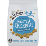 Crispy, lightly salted chickpeas seasoned with sea salt and garlic, offering a healthy, gluten-free snack option.