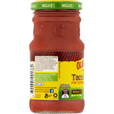 Old El Paso Mild Taco Sauce bottle featuring zesty tomatoes and spices, perfect for enhancing tacos and family meals.