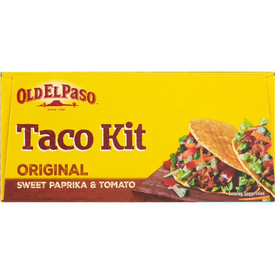 Old El Paso Mexican Taco Dinner Kit with soft tortillas, seasoning mix, and mild sauce for a quick, flavorful meal in 20 minutes.