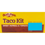 Old El Paso Taco Dinner Kit with tortillas, seasoning, and sauce for quick, authentic Mexican tacos in 20 minutes.