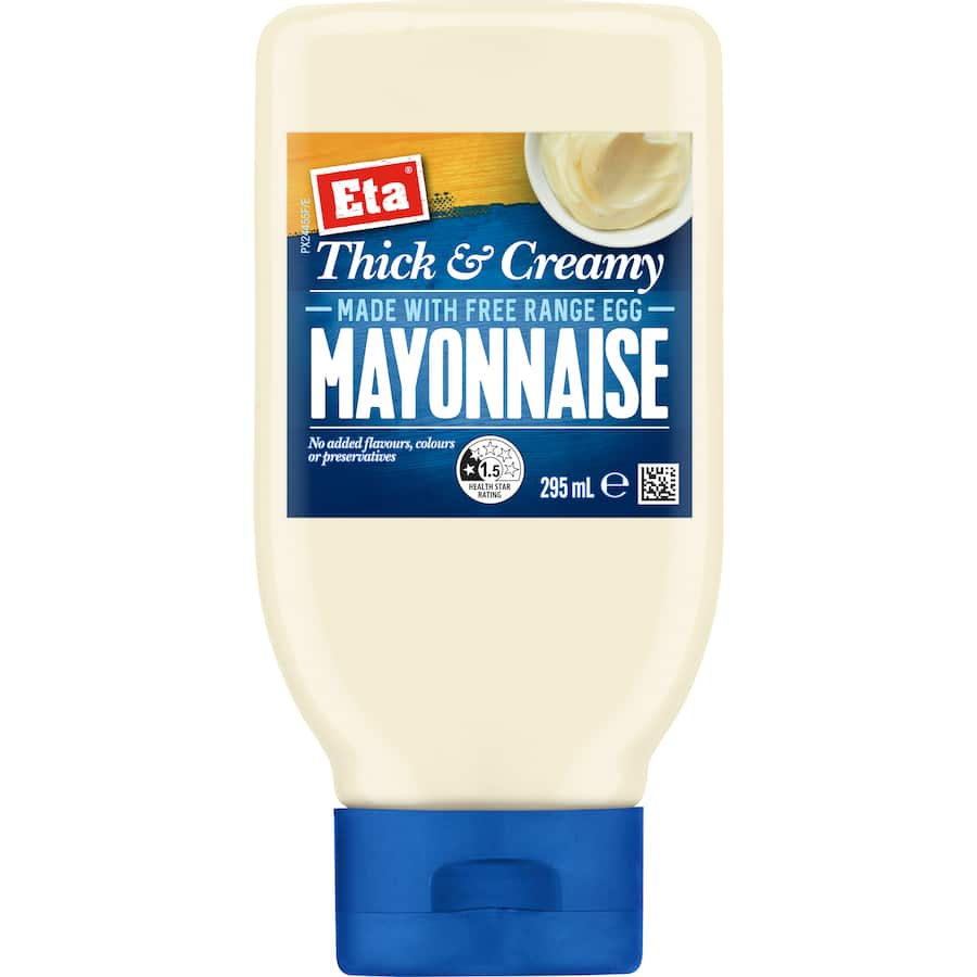 Thick and creamy Eta Mayonnaise made with free-range eggs, perfect for sandwiches, salads, and dips.