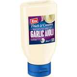 Creamy garlic aioli in a jar, perfect for enhancing burgers, sandwiches, and as a dip for crispy treats.