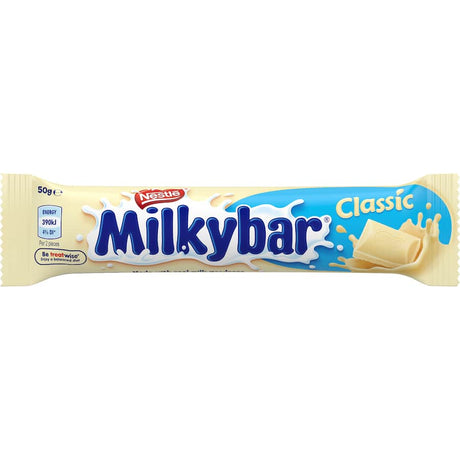 Creamy white chocolate bar made with real milk, perfect for sharing and satisfying sweet cravings.