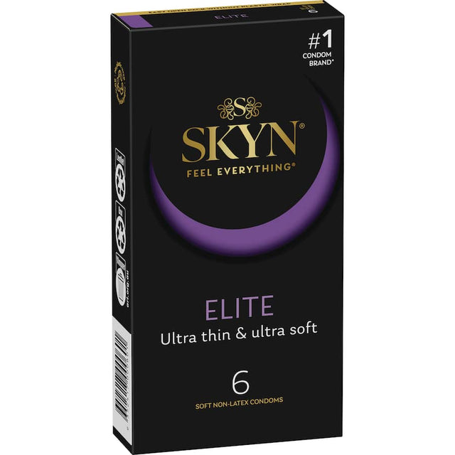 Ultra-thin Skyn Condoms Elite offer a natural feel and enhanced sensitivity for a comfortable, intimate experience.