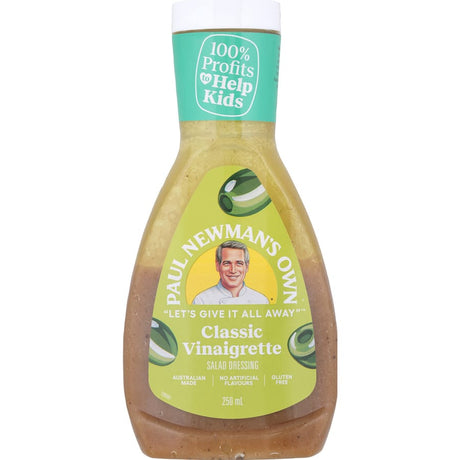 Classic vinaigrette by Paul Newman, made with premium ingredients to enhance salads while supporting charitable causes.