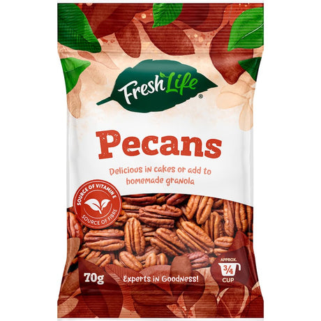 Organic Freshlife Pecans in a bowl, showcasing their rich texture and perfect for healthy snacking and baking.