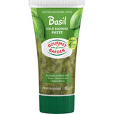 Gourmet Garden Fresh Vegetable Basil Paste in a convenient tube, perfect for enhancing dishes with vibrant basil flavor.