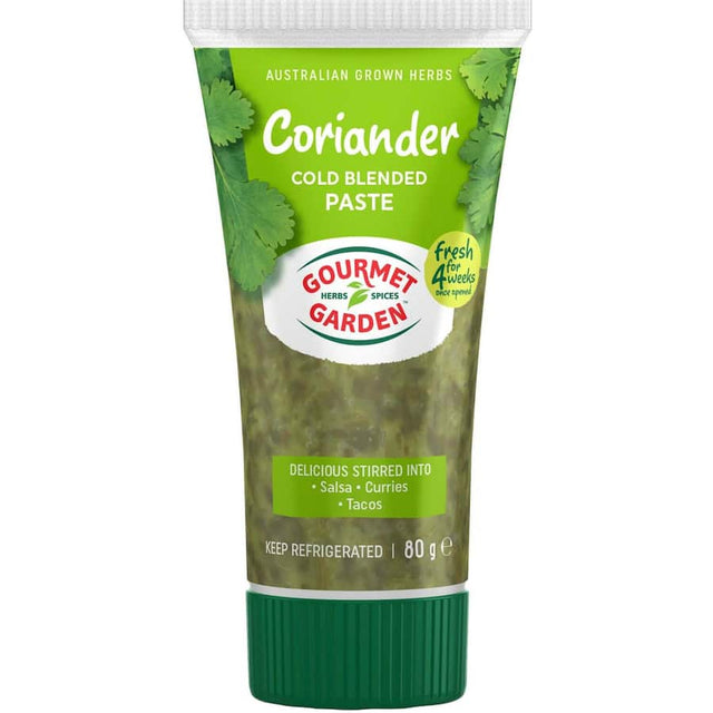 Gourmet Garden Fresh Vegetable Coriander Paste - organic, cold-pressed coriander for enhanced flavor in various dishes.