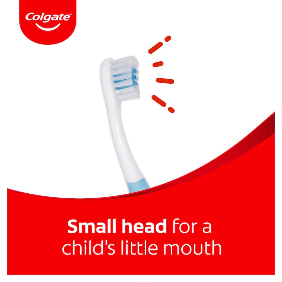 Colgate Kids Baby Toothbrush for ages 0-2, featuring extra soft bristles and a small head for gentle cleaning.