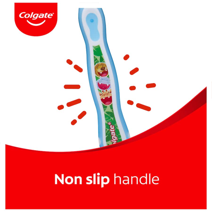 Colgate Kids Baby Toothbrush for ages 0-2, featuring extra soft bristles and a small head for gentle cleaning.
