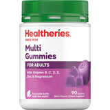 Colorful Healtheries Multi-vitamins Adult Gummies in berry flavor, promoting wellness with essential vitamins for busy adults.