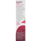 Effervescent wild berry magnesium tablet dissolving in water, promoting relaxation and soothing muscles for daily wellness.