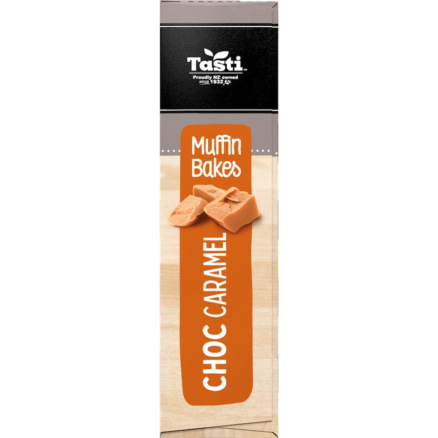 Tasti Muffin Bakes Cake Bars feature rich chocolate and creamy caramel in a soft, oven-baked treat perfect for any occasion.