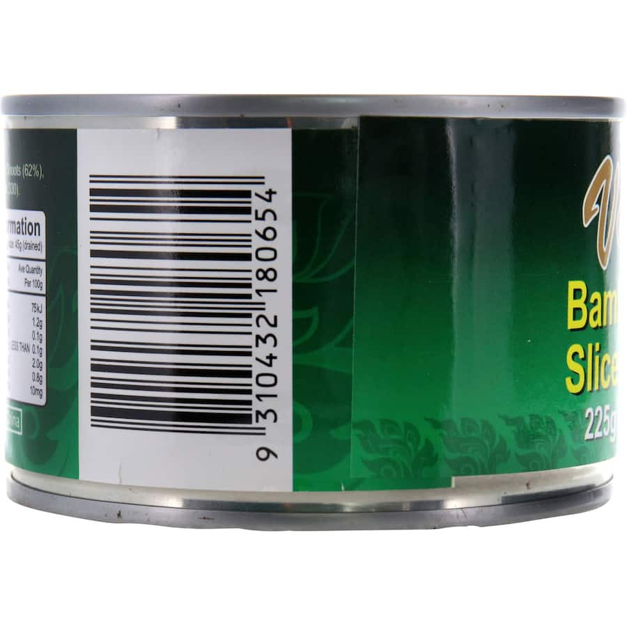 Canned Valcom Asian Vege Bamboo Shoots, perfect for adding crunch and flavor to stir-fries, soups, and spring rolls.