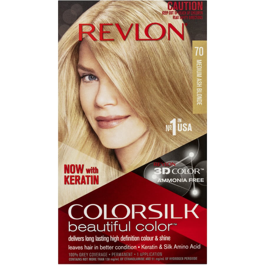 Revlon Hair Colour 70 Ash Blonde offers multi-dimensional, long-lasting color with 3D gel technology for vibrant, healthy hair.