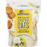 Harraways Oats Steel Cut Original, whole grain groats with a chewy texture, packed with fiber and nutrients for nutritious meals.