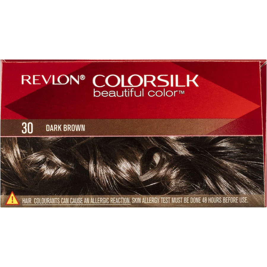 Revlon Hair Colour 30 Dark Brown, a rich ammonia-free dye with keratin, offering multi-dimensional color and 100% grey coverage.