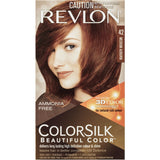 Revlon Hair Colour 42 Medium Auburn showcases rich, multi-tonal auburn hues with keratin for healthier, shiny hair.