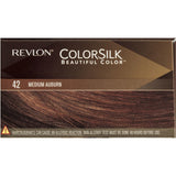 Revlon Hair Colour 42 Medium Auburn, a vibrant, ammonia-free dye with 3D Colour Gel Technology and keratin for radiant, healthy hair.