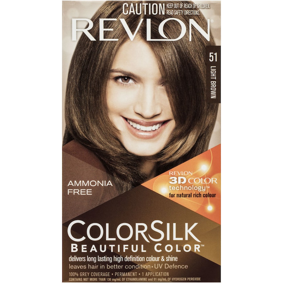 Revlon Hair Colour 51 Light Brown: Ammonia-free dye for vibrant, nourishing 3D multi-dimensional light brown color.