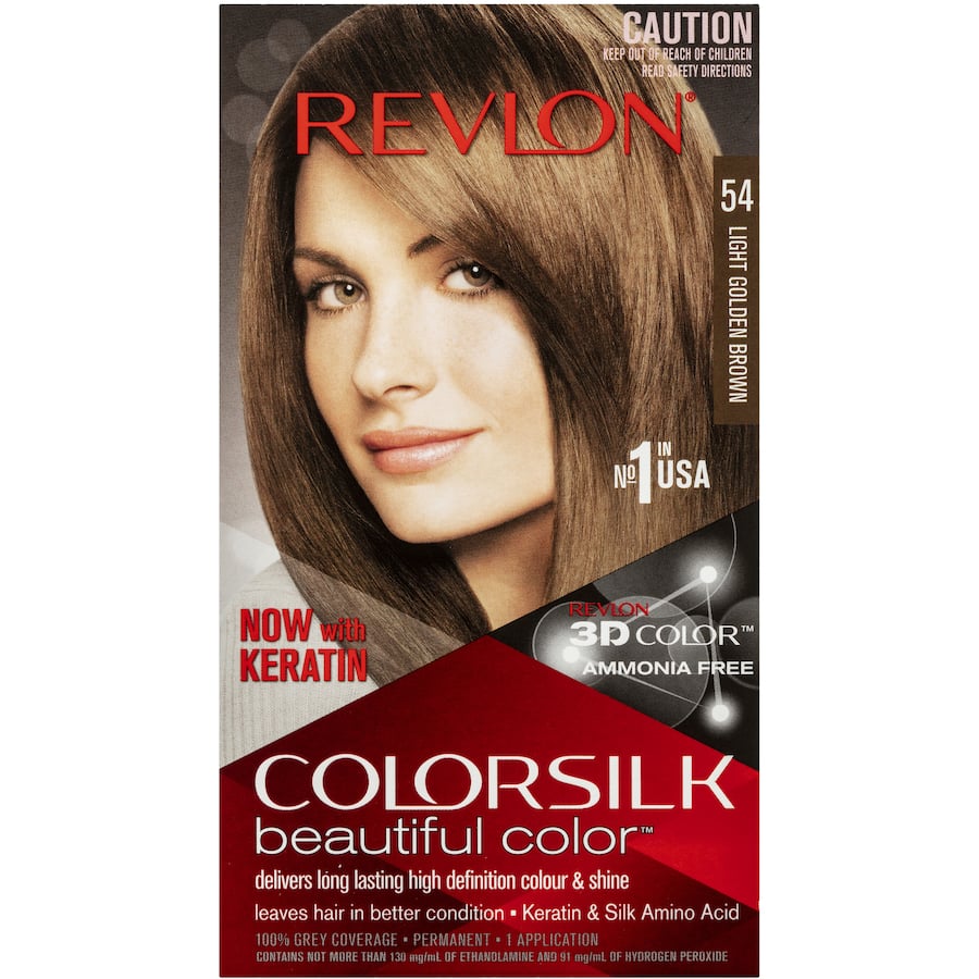 Revlon Hair Colour 54 Light Golden Brown, a nourishing ammonia-free dye for multi-dimensional, vibrant light golden brown hair.