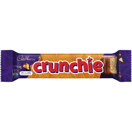 Cadbury Crunchie chocolate bar featuring creamy milk chocolate and crispy honeycomb center, perfect for satisfying sweet cravings.