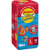 Huggies Little Swimmers Large swimpants for kids (14+kg), featuring Disney Pixar Nemo designs, leak guards, and non-swelling materials.