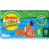 Huggies Little Swimmers Swimpants in Nemo design, providing comfort, protection, and style for babies 7-12kg during water fun.