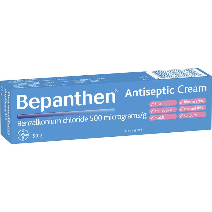 Bepanthen Antiseptic Soothing Cream, ideal for healing cuts, burns, and chafed skin while protecting and nourishing.